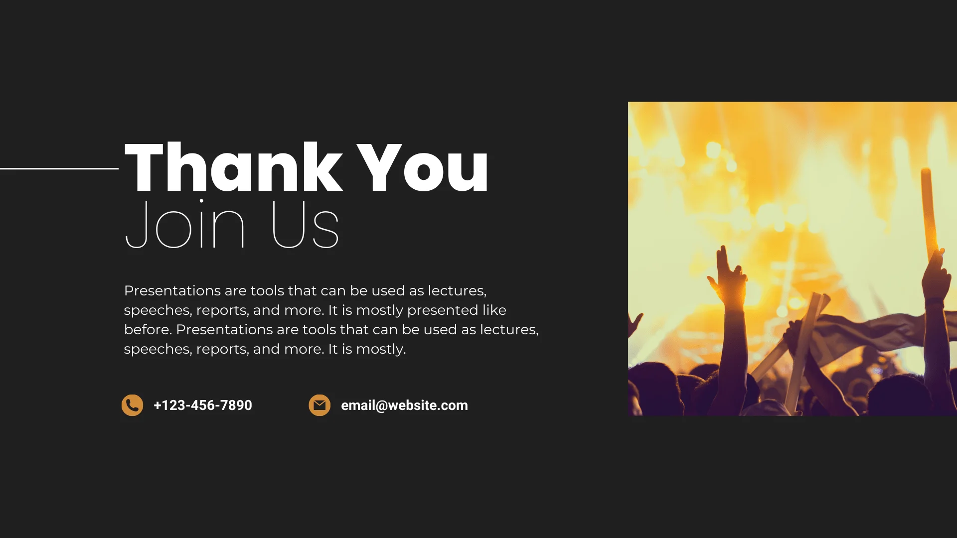 Grateful 'Thank You Join Us' presentation templates with square-shaped event celebration.