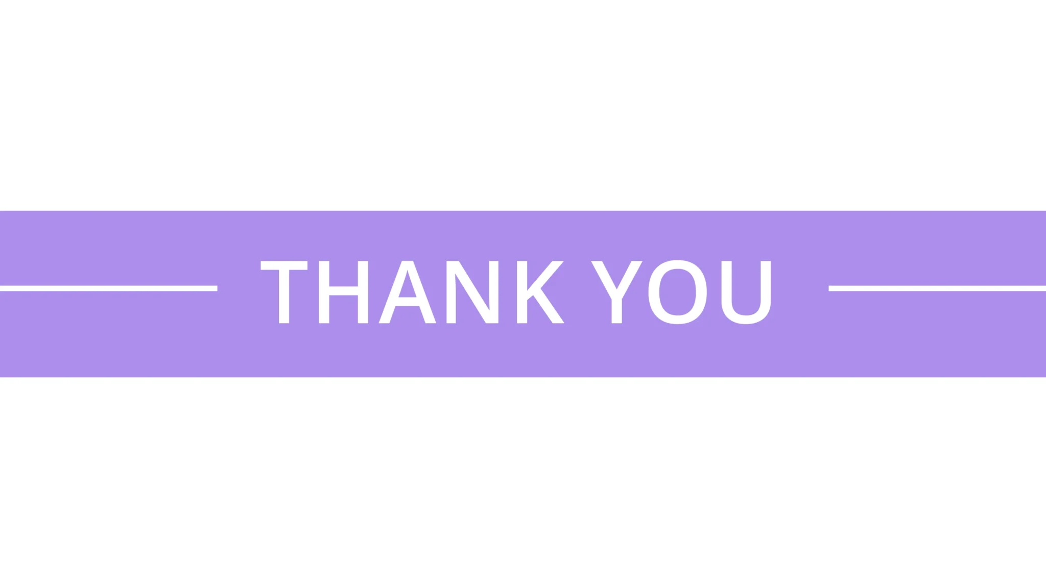 Our thank you slide has a white background with a violet design.