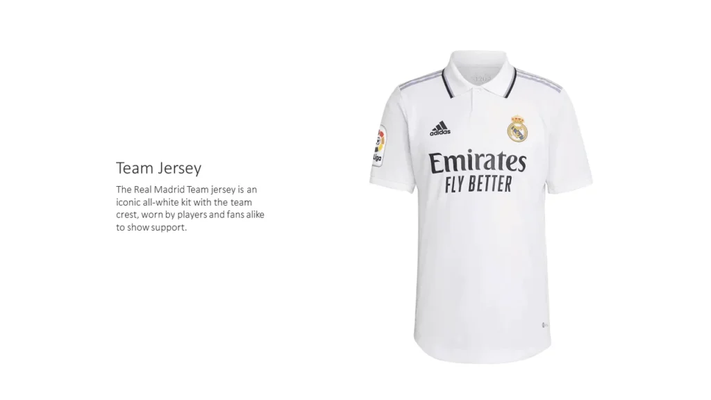 "White jerseys symbolize team unity and professionalism look a white background in presentation designs."