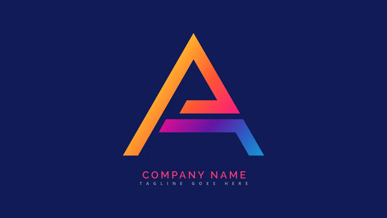Company name text with attractive logo in font and blue background