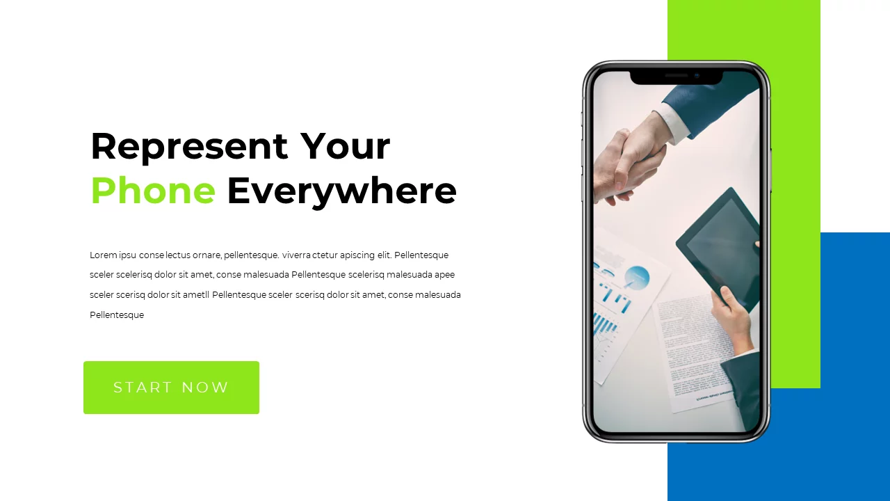 Versatile 'Phone Everywhere' presentation templates showcasing phone front with dynamic contents.