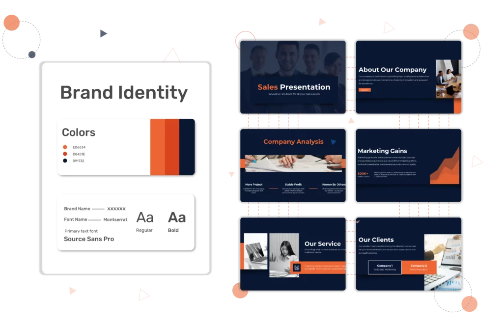 Vibrant 'Brand Identity' presentation templates with 6 engaging slides showcasing unique colors.