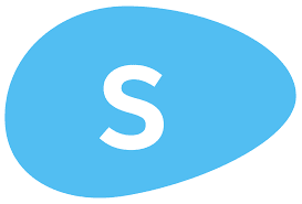 The letter "S" placed inside the sky blue egg shape in white background.