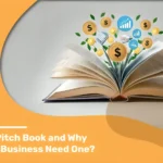 Open book with financial symbols like dollar signs, graphs, and charts emerging from its pages, illustrating the concept of a pitch book and its importance for business growth.