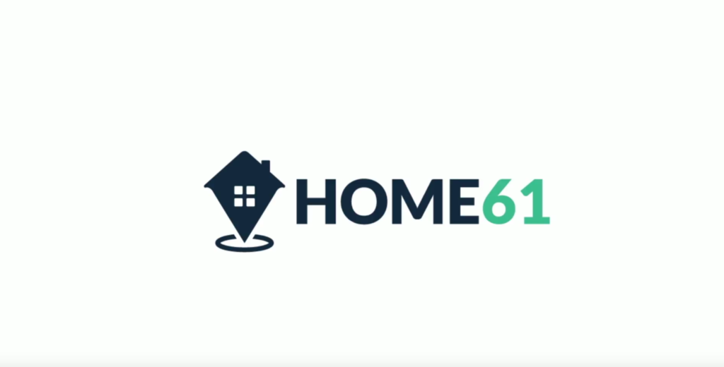 Home61 logo, a stylized house icon with a location pin on a clean white background.