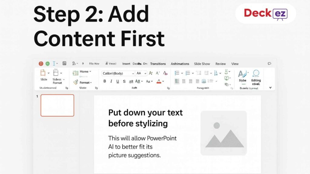 Add content first when creating a PowerPoint template